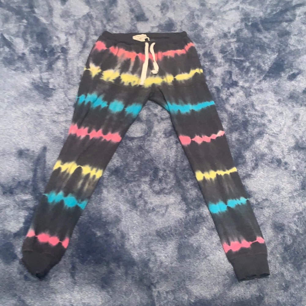 Comfy sweatpants with rainbow tie dye